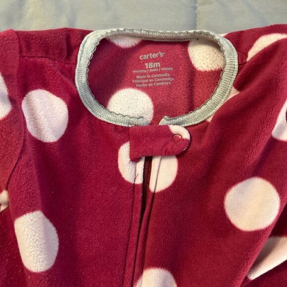 18m carters owl, polkadot, fleece, footed pajama - Picture 3 of 3